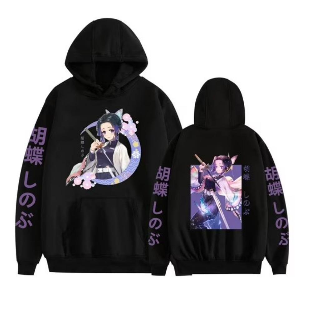 

Demon Slayer Hoodie Anime Jacket Shinobu Kocho Print Long Sleeve Pullover Streetwear Casual Top Cosplay Hooded Sweatshirt S