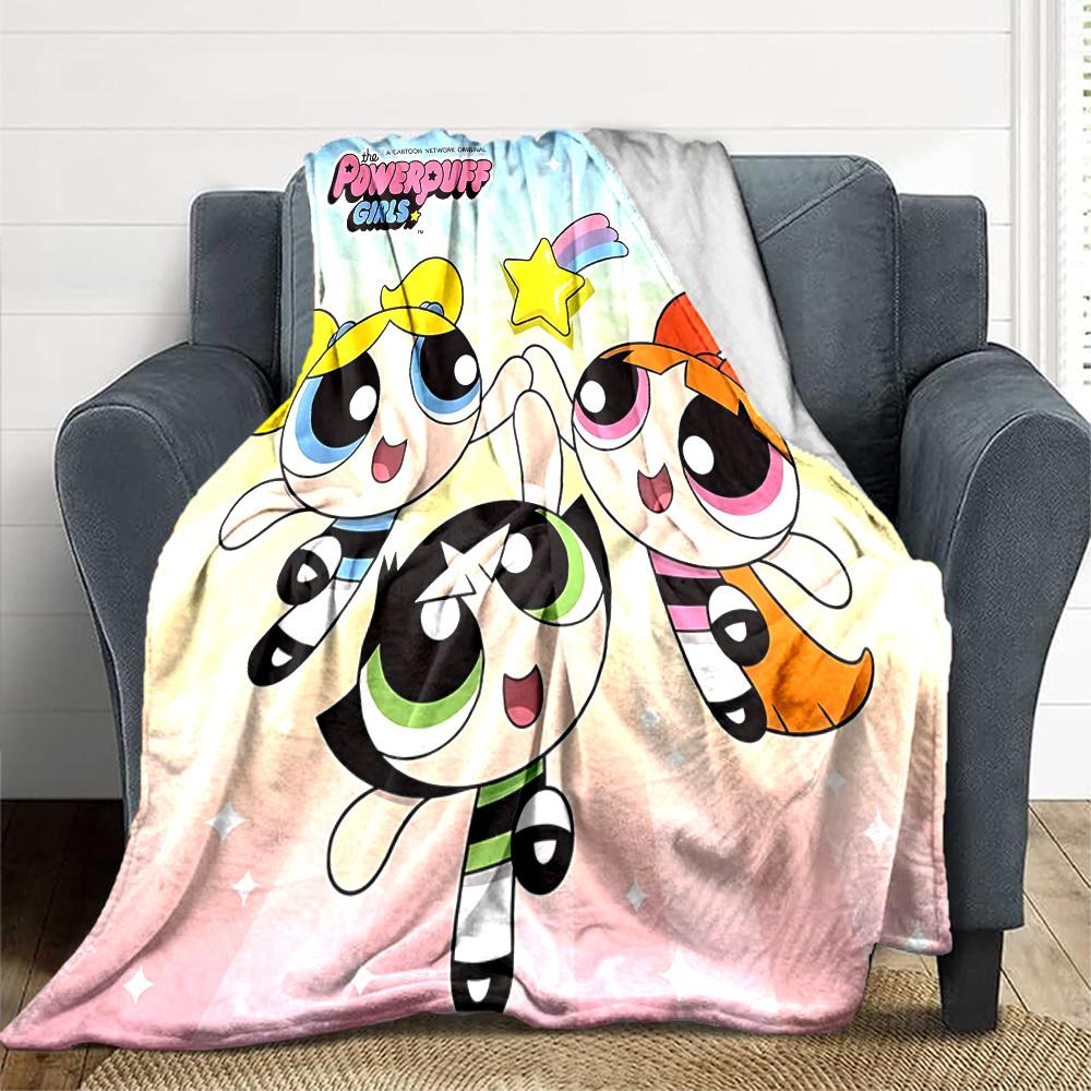 1pc Powerpuff Girls Friendship Flannel Throw Blanket Lightweight Soft Warm All Season Blanket for Sofa, Bed, Travel,L1028129