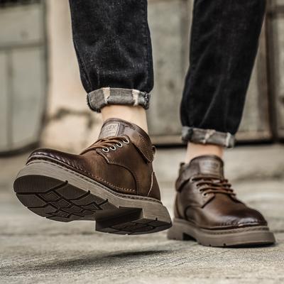2024 Trend Leder Herrenschuhe Hohe Qualität Stiefeletten Luxus Designer Schnürschuhe Bequem Outdoor Rutschfest Arbeitsstiefel