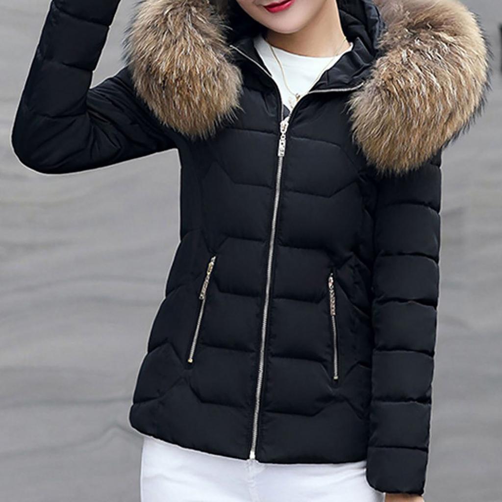 Women Fashion Long Sleeve Solid Color Hooded Long Down Cotton Jacket Coat