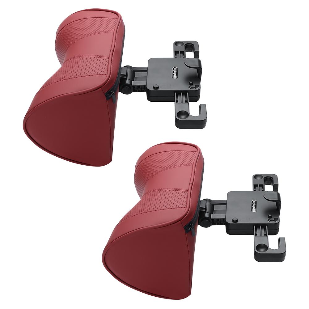 Leder-Auto-Kopfstützen-Nackenkissen, verstellbarer Winkel, Autositz-Kopfstützenkissen mit Haken zur Linderung von Kopfschmerzen, Autokrankheit