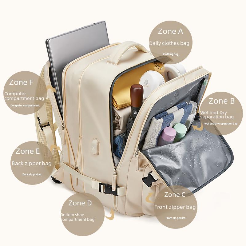 Women's Large Capacity Business Backpack with Wet & Dry Compartments, Ideal for College and Short Trips