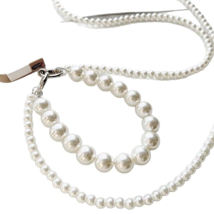 Pvc Pearl Chain Phone Lanyard With Detachable Strap For Women And Men