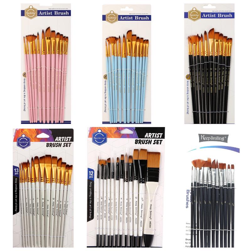 12-Piece Acrylic, Watercolor, and Oil Paint Brush Set – No Shed, Includes 13 Gouache Brushes