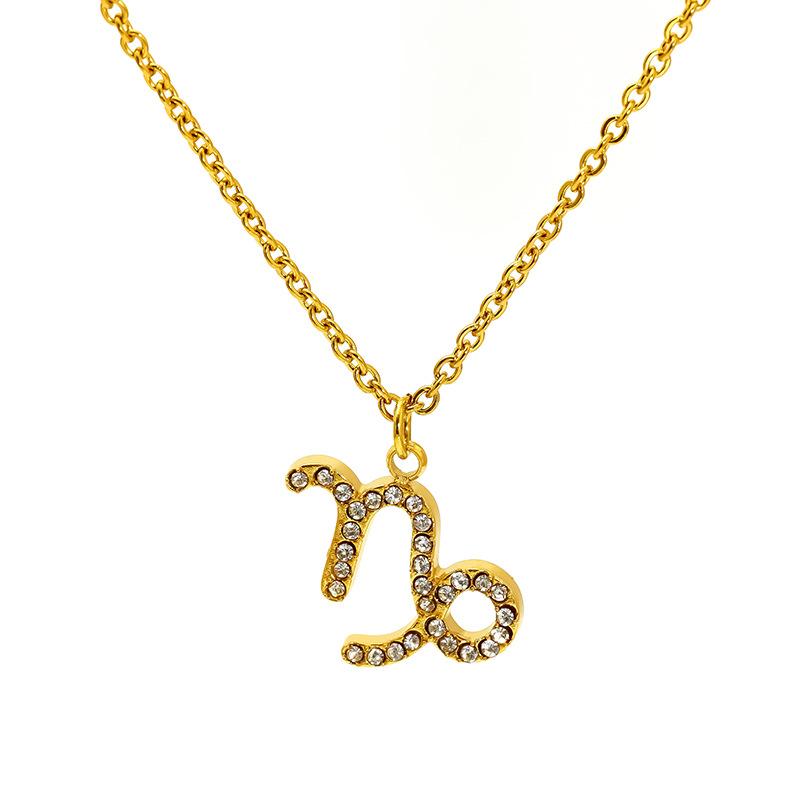 Light Luxury Micro-Inlaid Zircon Twelve Constellations Titanium Steel Necklace Women'S Gold Collarbone Chain Spot
