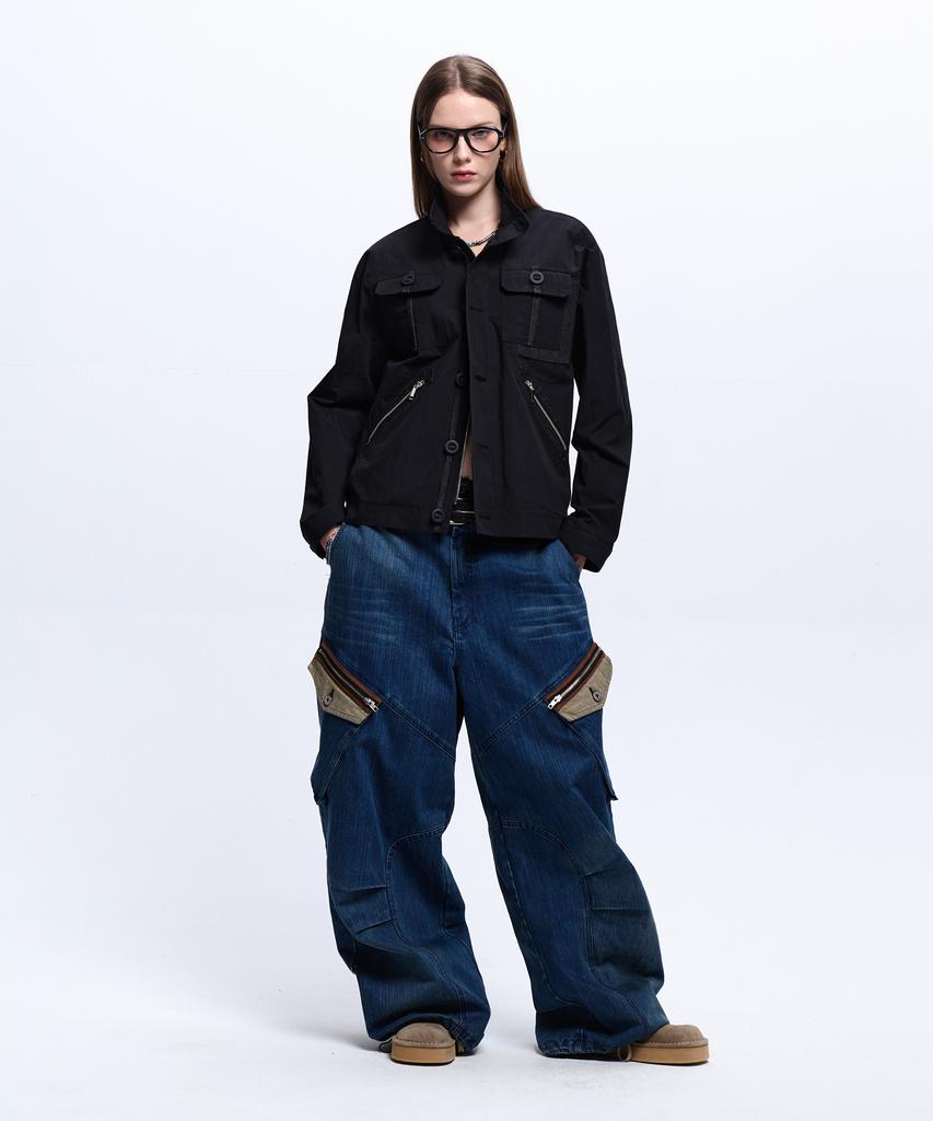 Rssc Denim Mixed Cotton Field Jacket - Black