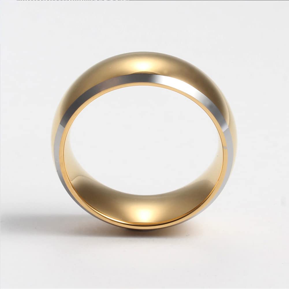Rockyu Tungsten Brand Stylish Round Hammered Pink Comfortable Polished Step Fashion Accessory Men's Ring, Name, Ring, Gold, Black, 4mm, 6mm, 8mm, Top,