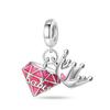 Plated 925 Silver Youth Pink Apple Charms Fit 925 Charms Bracelet Beads Jewelry Gifts for Women