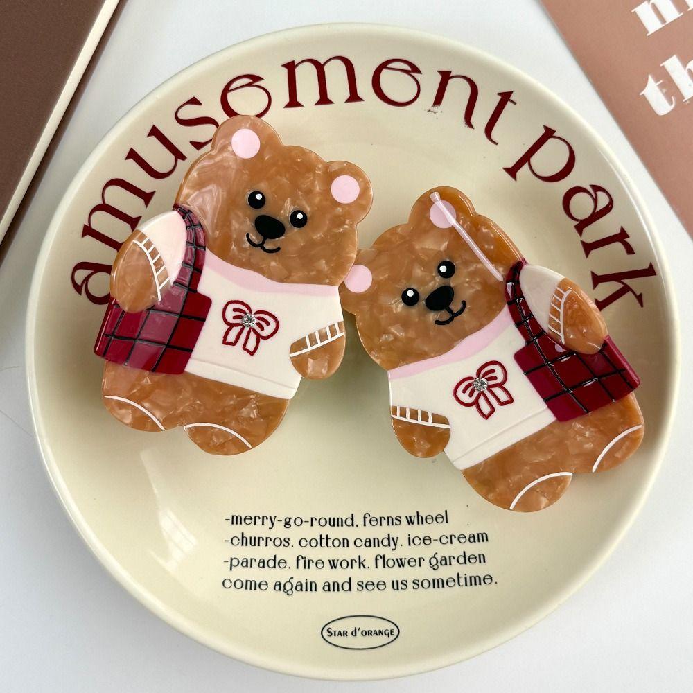 Korean Style Cute Hair Carb Clip Acetic Acid Small Hair Claw Lovely Cartoon Bear Shark Clip  Female