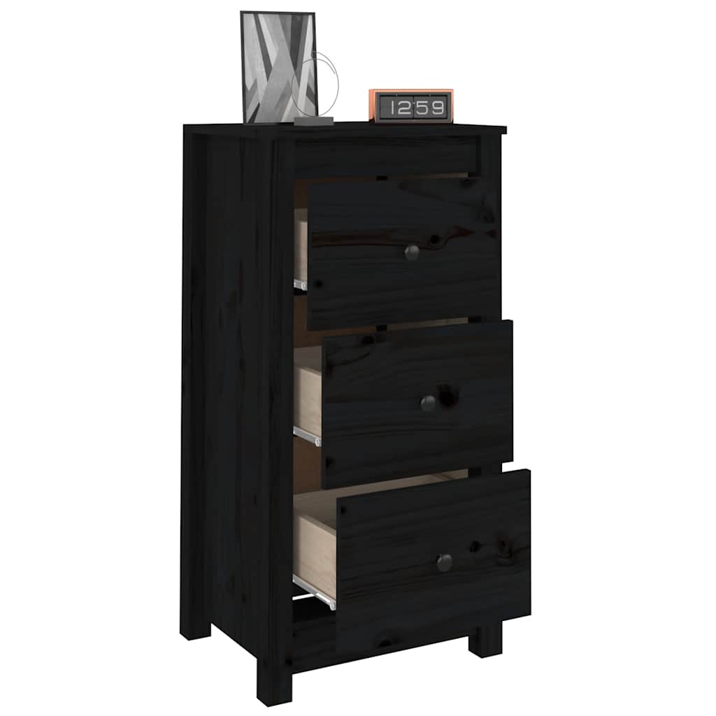 Sideboards 2 pcs Black 40 x 35 x 80 cm Solid Pine Wood