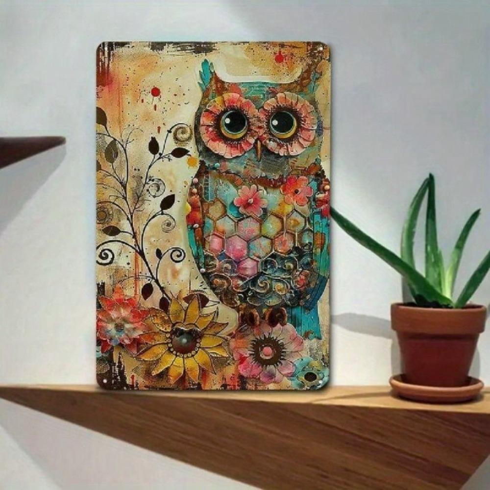 Vintage Metal Poster Owl Retro Bar Wall Decor