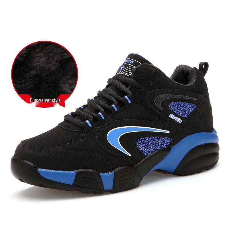 Men's Sport Running Shoes with Cotton and Fleece Lining - Warm Air Cushion Sneakers for Hiking and Walking