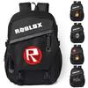 Unisex Roblox Pattern Canvas Backpack With Durable Material And Multiple Storage Compartments