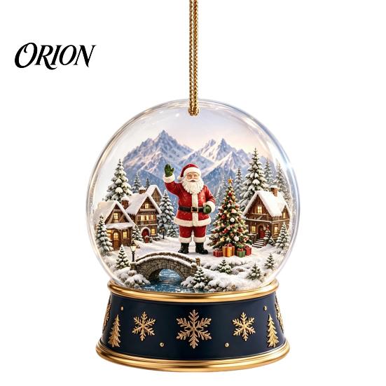Festive Party Hanging Ornaments Christmas Crystal Ball Style Pendant with Rope, 2D Flat Acrylic Holiday Decorations Ornament for Tree Decoration