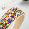 Women Headband Mini Stone Decor Rhinestone Rich Colors Wide Band Elastic Hair Decoration Anti-slip Turquoise Dating Hair Hoop Hair Accessories