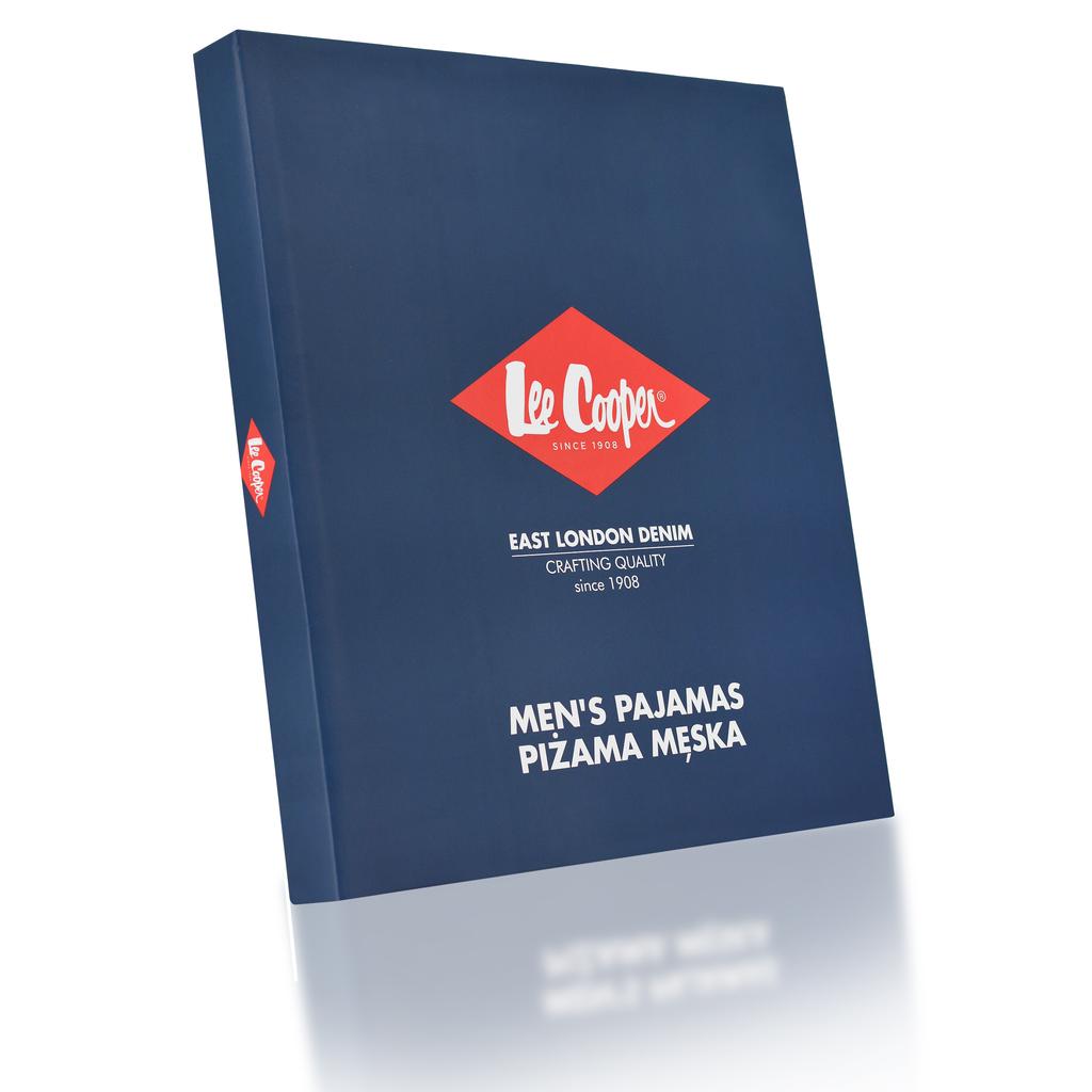 Lee Cooper Piżama Męska Bawełniana Długa Granat Niebieska Logo