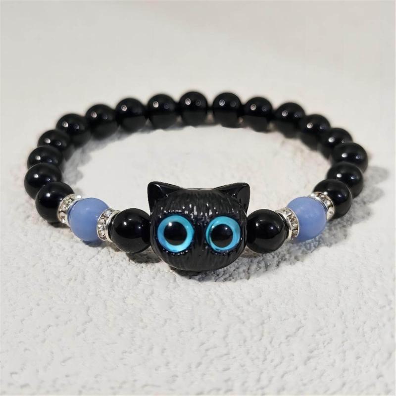 Lovely Bracelet Resin Luminous Bead Bracelet Comfortable Cat Hand Chain Great for Everyday Life and Dating