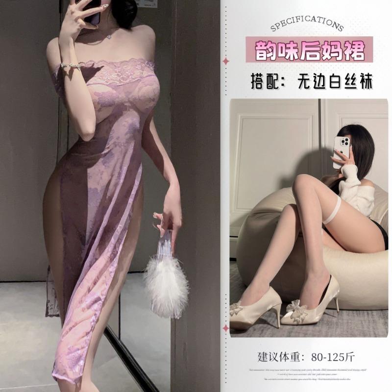 Sex underwear dress sexy passion no temptation purple cheongsam pure desire underwear pajama set qqny women
