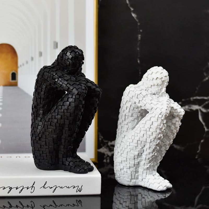 New Chinese Style Mosaic Figure Resin Sculpture for Living Room Decor