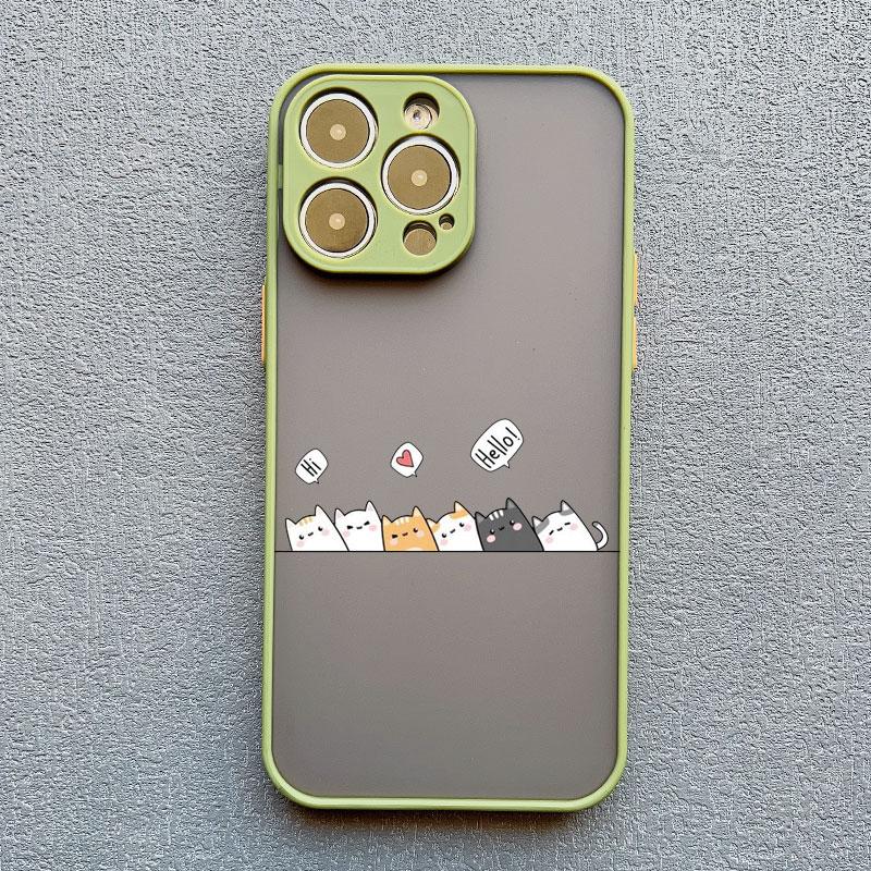 Cute Funny Cartoon Cat Phone Case for iPhone 15 14 Pro Max Plus 13 12 11 Pro Max Mini XS XR X 8 7 Plus SE2 Shockproof Back Cover