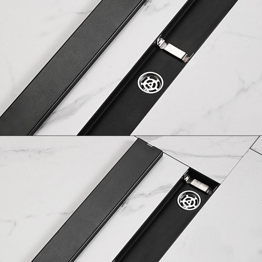 SUS 304 Shower Floor Drain with Tile Insert Grate Bathroom Drainage Device Stainless Steel Rectangle Shower Drain Linear