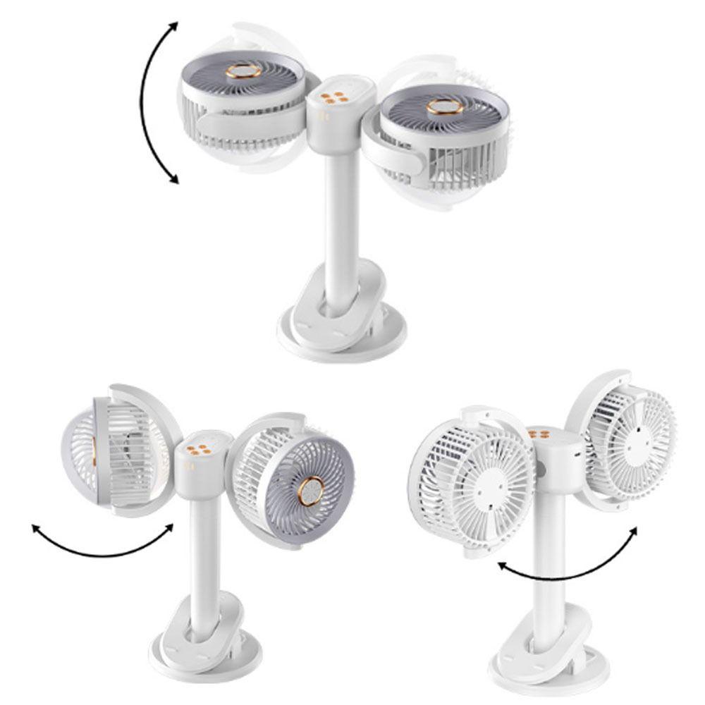 Adjustable Height Dual Head Circulation Fan Can Be Clamped Night Light New Air Cooler