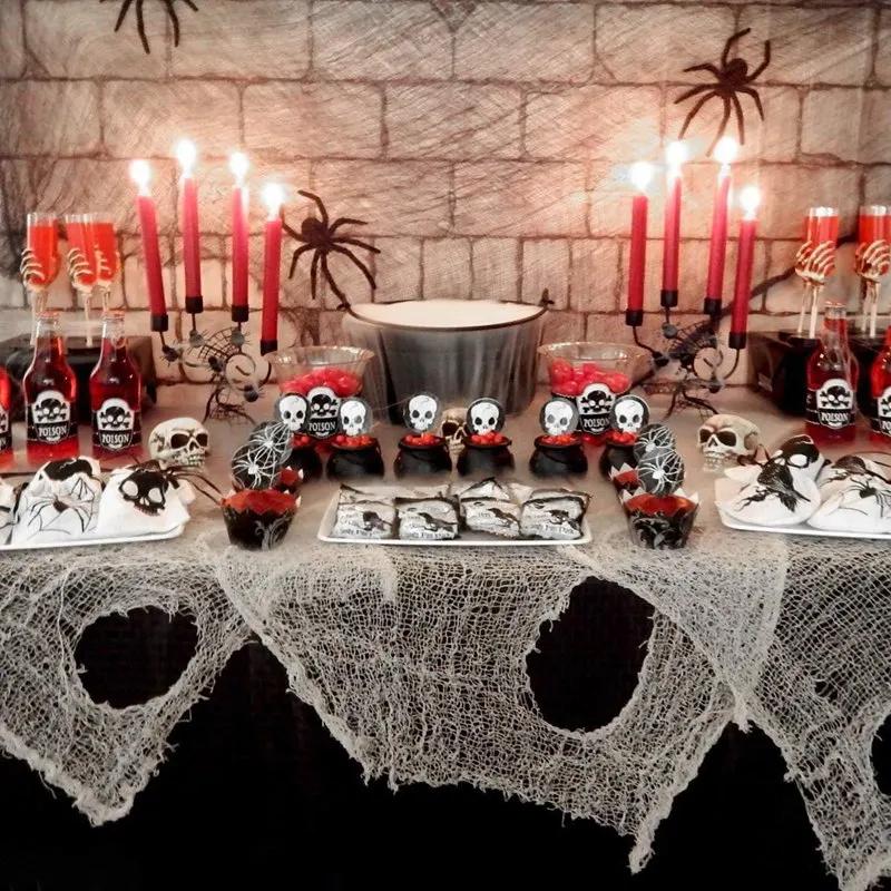 D5 Horror Halloween Party Decoration Haunted Houses Doorway Outdoors Decorations White Creepy Cloth Scary Gauze Gothic Props