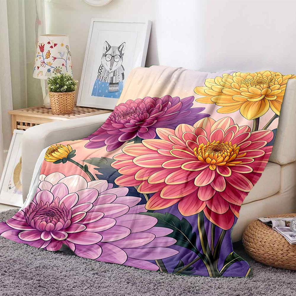 1pc Chrysanthemum Flowers Blanket Warm, Cozy, And Soft, Suitable for Sofas, Beds, Cars, And Office Use.Perfect for Camping And Travel, Making It a Gre