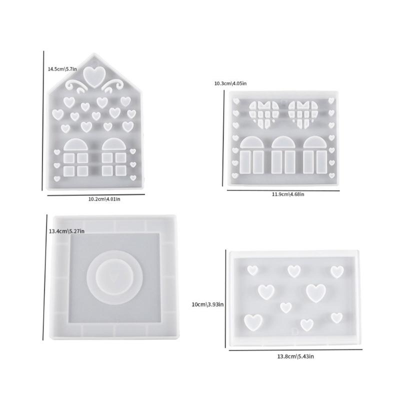 House Shaped Candlestick Silicone Mould Plaster Resin Making Molds 3D Candle Holder Gypsum Mold Table Decorations