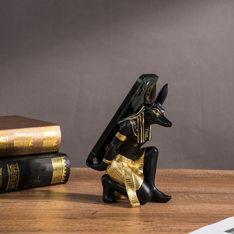 Exotic Themed Wine Rack With Bastet Anubis Statue Design Ancient Egyptian God Resin Kitchen Decors For Wine Enthusiasts