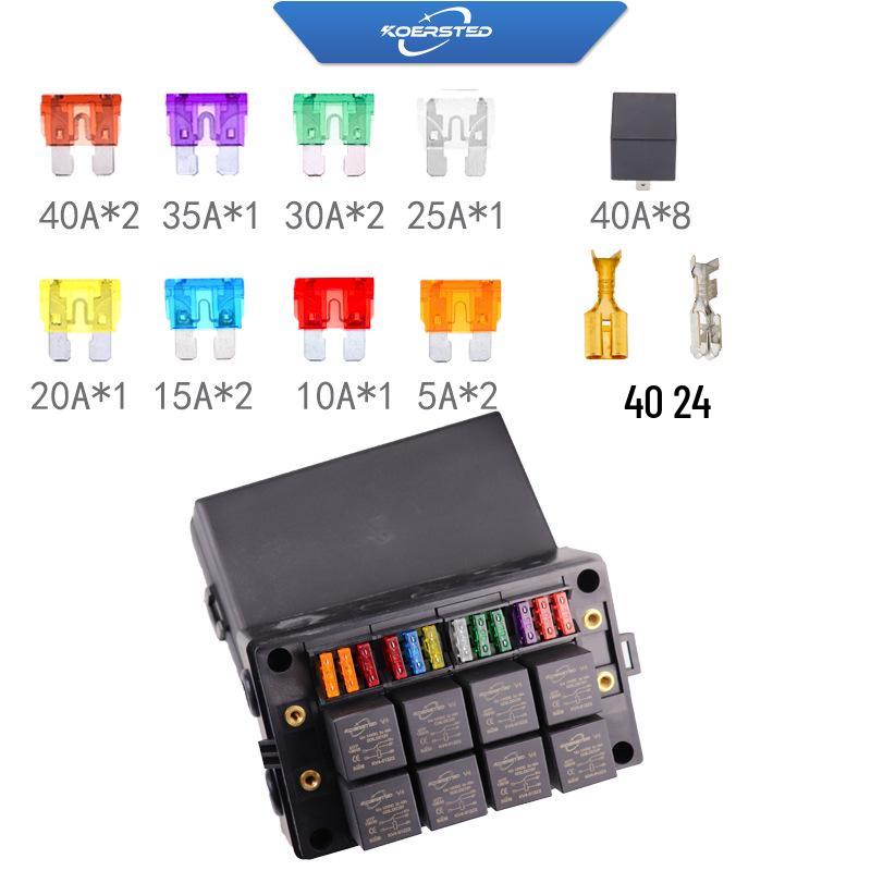 Koersted Universal 12-Way Car Fuse Box 12V/24V with Customization Options