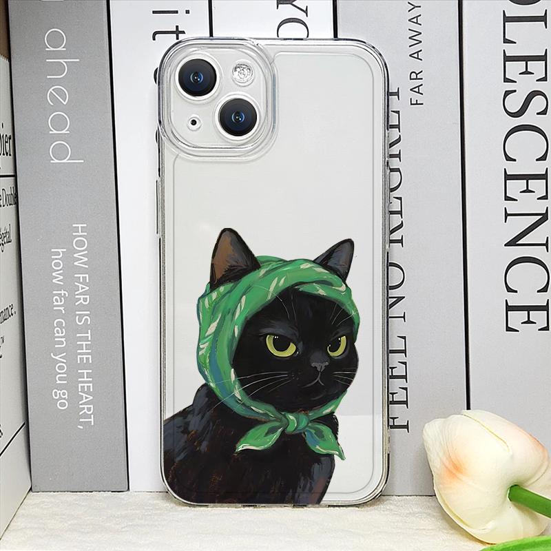 Cartoon Oil Painting Animal Cat Transparent Phone Case for IPhone 17 Pro Max 16 15 11 12 14 13 Mini 7 8 Plus X XS XR Soft Cover