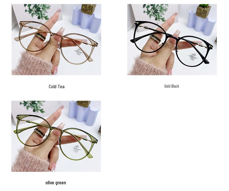 Women's Trendy TR90 Korean-Style Round Glasses with Anti-Blue Light Lenses