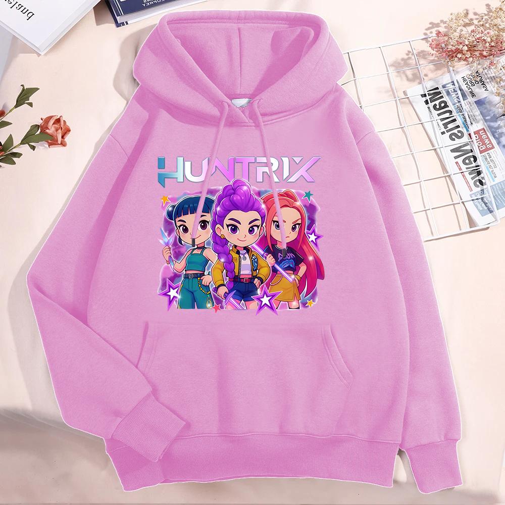 

Fashion Long-sleeved Kpop Demon Hunters Outdoor Sports Hoodie Cute Mira Rumi Zoey Printing Casual Women s Hoodies XL розовый