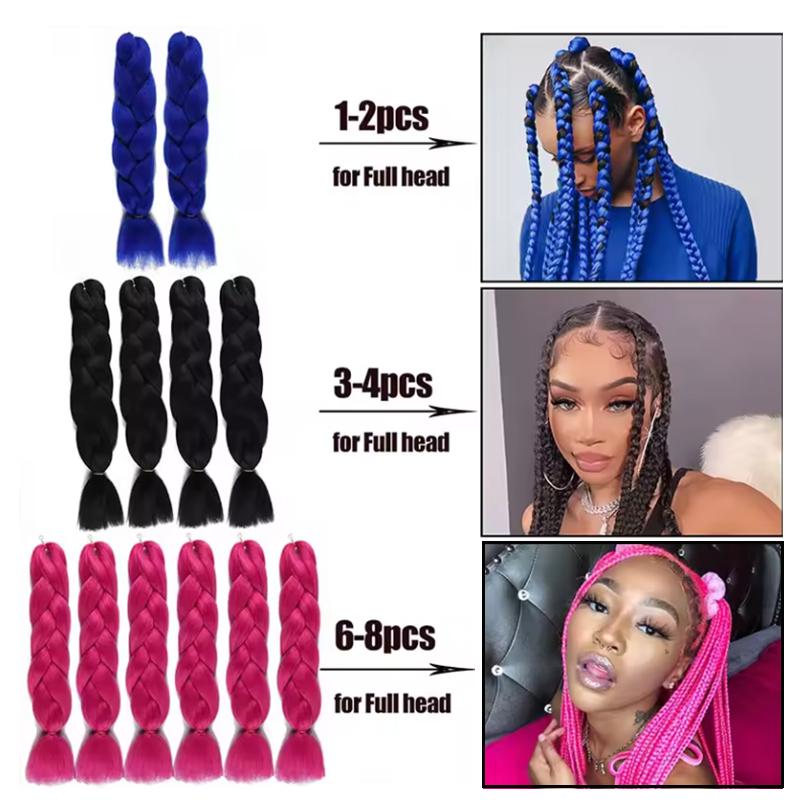 Jumbo Braiding Hair Long 24 Inch Hair Extensions Solid Color Synthetic Braids Hair Twist Braiding Hair For Women