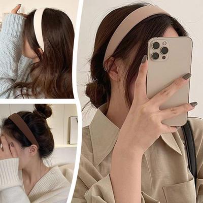 Fashion Solid Color Wide Headbands for Women Girls, 3cm Wide Non-Slip Elastic Thick Hair Band Hair Hoop Trendy Winter Fall Style