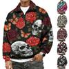 Men's Flannel 1/4 Zip Long Sleeve Sweatshirt with Halloween Print