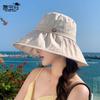 Spring and Summer K-style Sun Hat Female All-Matching Fisherman Hat Travel Outdoor Casual Big Brim Drawstring Sun Protection Sun Hat