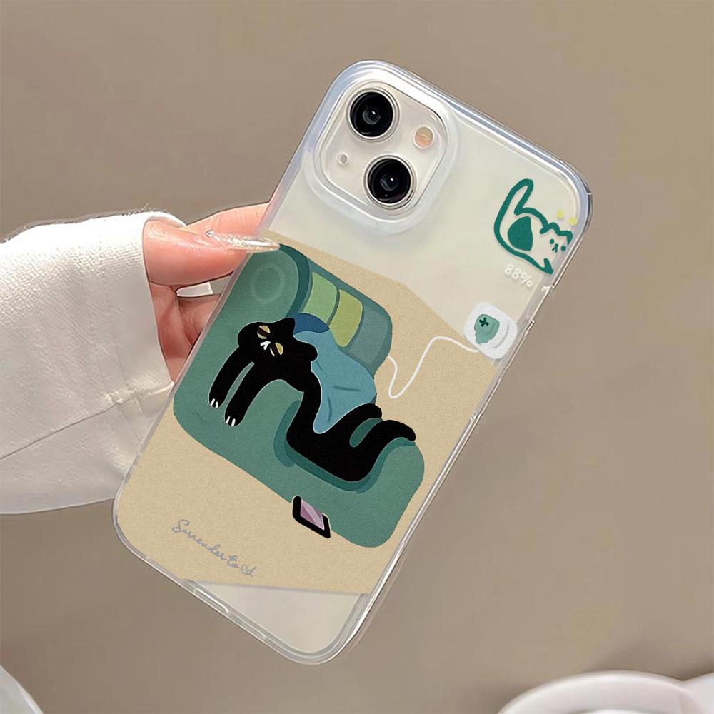 Abstract Art Cat Phone Case For iPhone 15 Pro Case iPhone 11 13 16 12 14 Pro Max 12 13 Mini 15 16 Plus Shockproof Silicone Cover