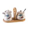 Creative Hand-painted Ceramic Seasoning Jar Set Soy Sauce Pot Kitchen Salt Sugar Pepper Storage Jar Home Condiment Spice Jar