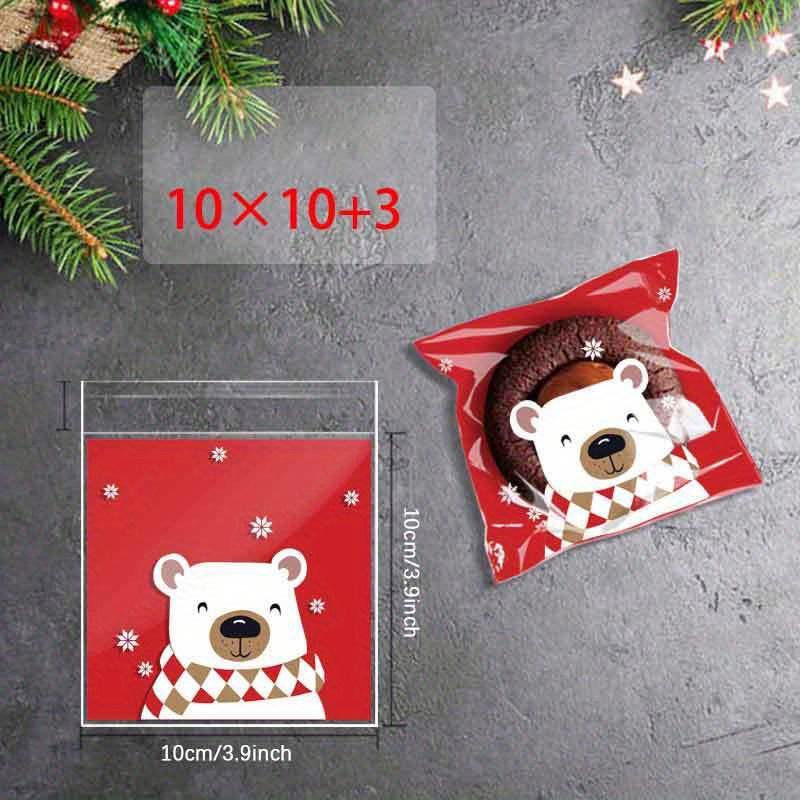 1PACK/100 Santa Claus Tree Snowflake Crispy Candy Self-Sealed Sticky Bag Cookies Cow Gin Biscuit Party Gift Packaging