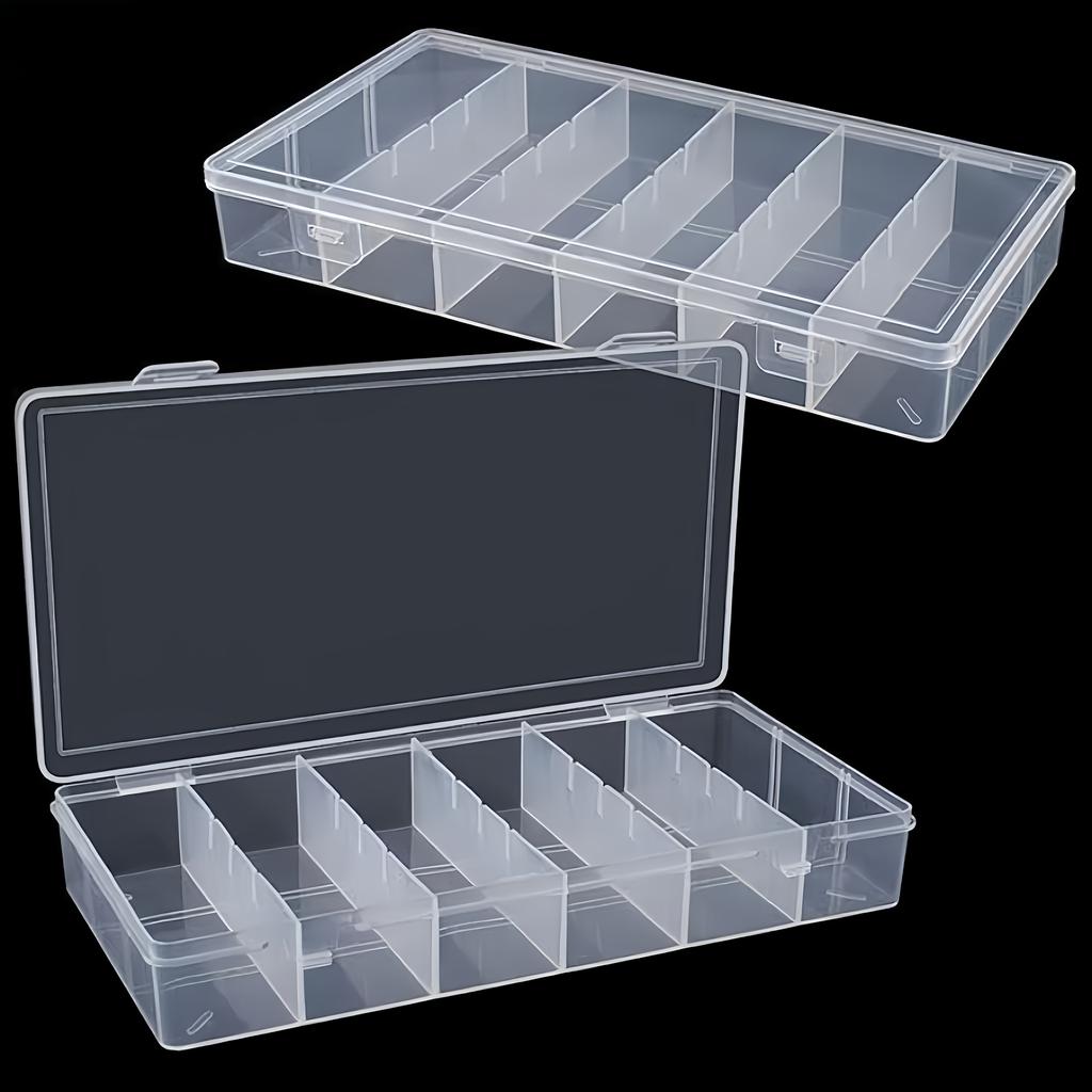 Transparent Plastic Fishing Gear Box, Rectangular Fishing Gear, Packaging Box, Durable PP Beads, Jewelry, Sewing Supplies