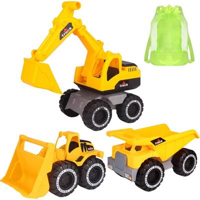 PALTIA Excavator and Bulldozer Toy, Working Vehicles, Sand Play Set with Dump Truck and Backpack (Yellow) [Parallel Import]