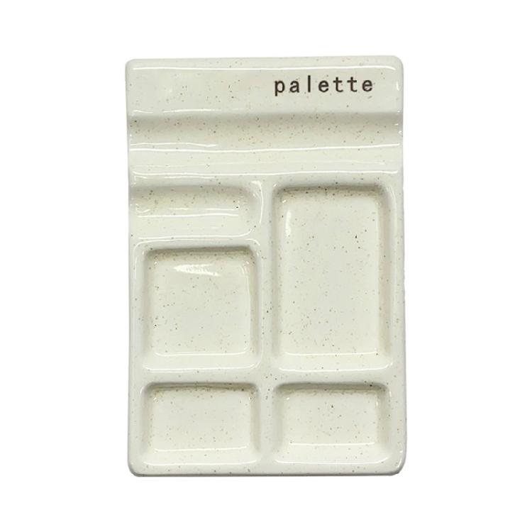 

Ceramic Art Palette Built In Brush Rest Multipurpose 4 Wells Paint Mixing Tray For Watercolor Oil Acrylic Paint Mixing 1