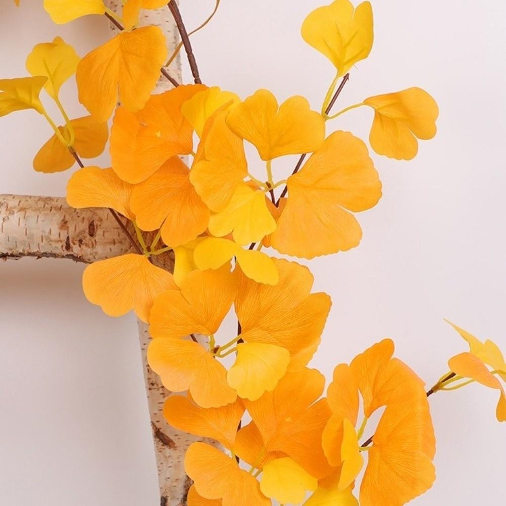 Waterproof Autumn Ginkgo Leaves Handmade Fake Ginkgo Vine Simulation Plant Vine  Home Decor