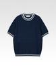Aepeuteopeulei Jacquard Stripe Rib Crewneck Half Knit Navy