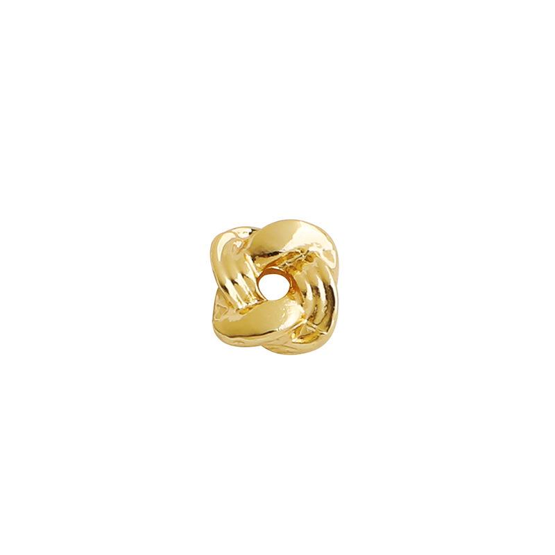 14K Gold-Plated DIY Bracelet Jewelry with Twisted Square Braided Spacers, Round Flower, and Gear Beads.