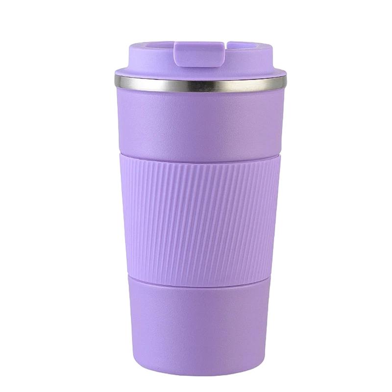 380ml Stainless Steel Silicone Coffee Cup, Fashionable Insulated Mug, Creative Portable Handle Tumbler, Car Cup