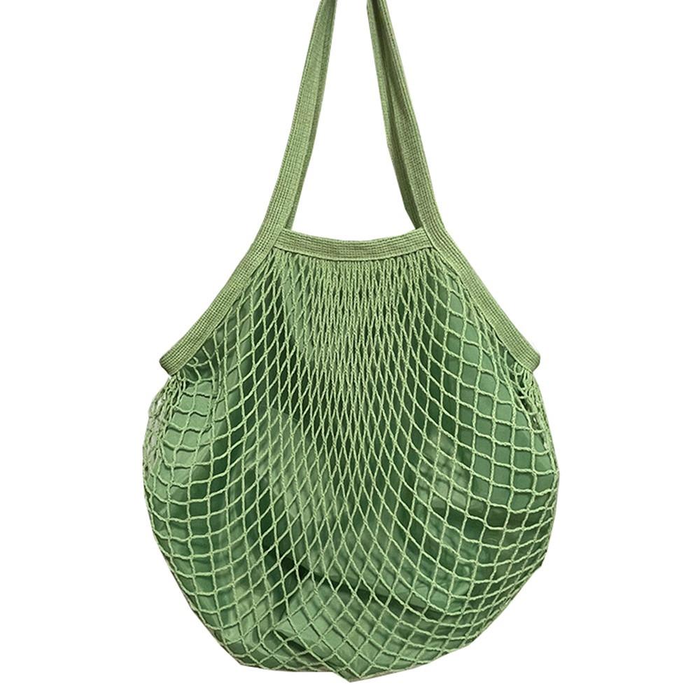 Cotton Grocery Bags Portable Reusable Fruit Vegetable Net Bag Mesh Rope Breathable Short Handle Tote Fruit Vegetable Storage
