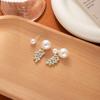 High-End Pearl Stud Earrings, Light Luxury Super Flash Diamond-Set Wheat Earrings Design Sense Dual-Purpose Earrings Women